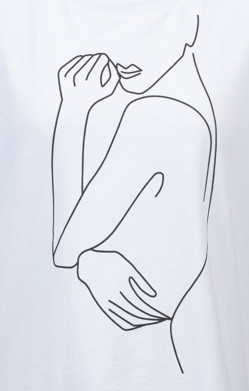 Ognx Soft Boxy T-Shirt One Line Bio Baumwolle - weiß Black Friday Preise