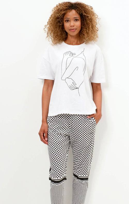 Ognx Soft Boxy T-Shirt One Line Bio Baumwolle - weiß Black Friday Preise