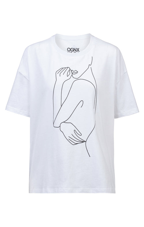 Ognx Soft Boxy T-Shirt One Line Bio Baumwolle - weiß Black Friday Preise