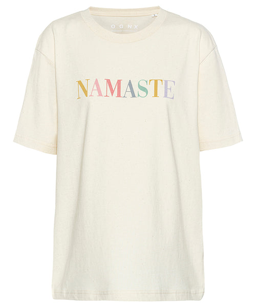 Ognx Loose T-Shirt Namaste Bio Baumwolle - weiss Saisonschlussverkauf