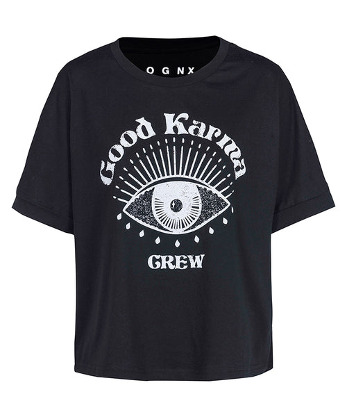 Ognx Boxy T-Shirt Good Karma Crew by LYLA Soul Yoga - schwarz Muttertagsangebot