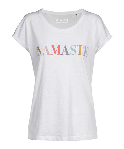 Ognx Sommer T-Shirt Namaste Bio Baumwolle - weiß Valentinstagsangebot