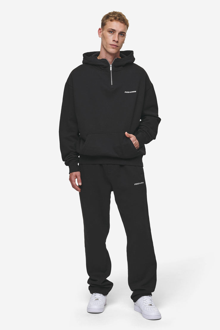 Pegador Logo Oversized Halfzip Hoodie Washed Black Kostenloser Versand