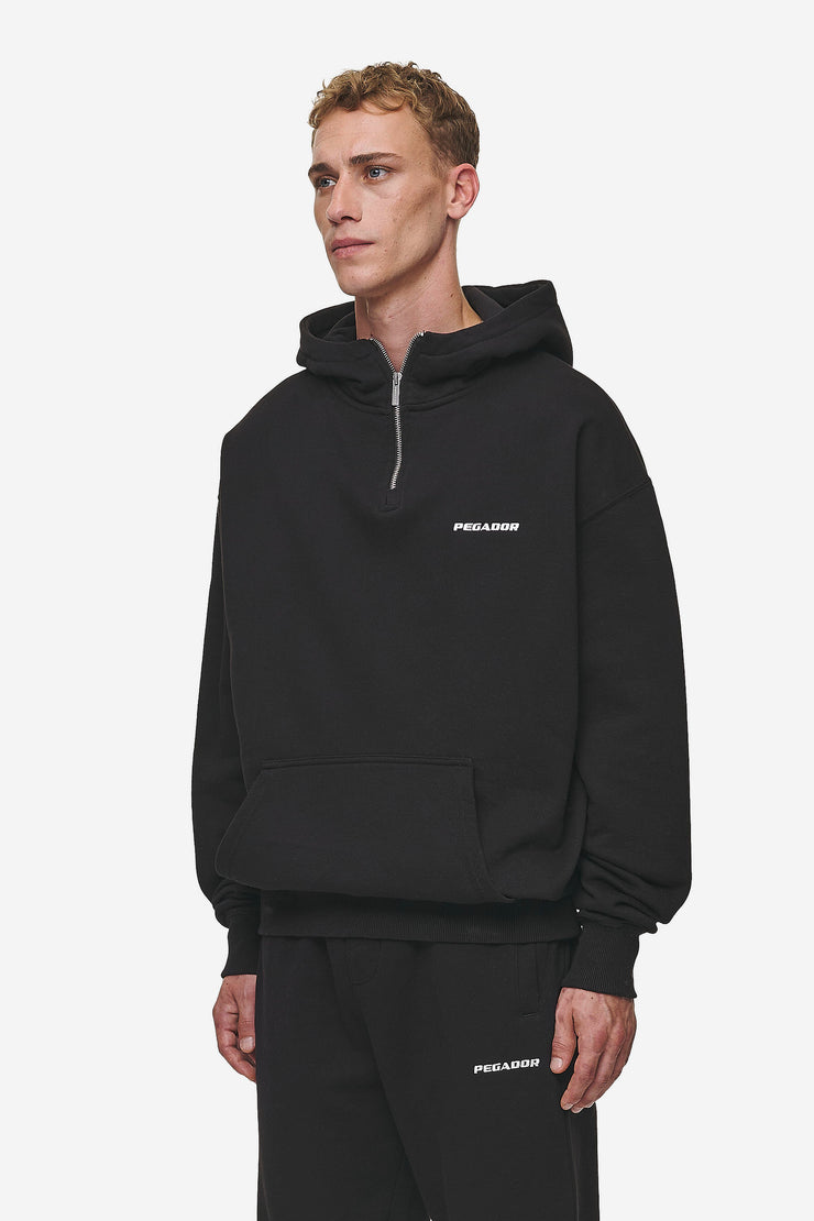 Pegador Logo Oversized Halfzip Hoodie Washed Black Kostenloser Versand