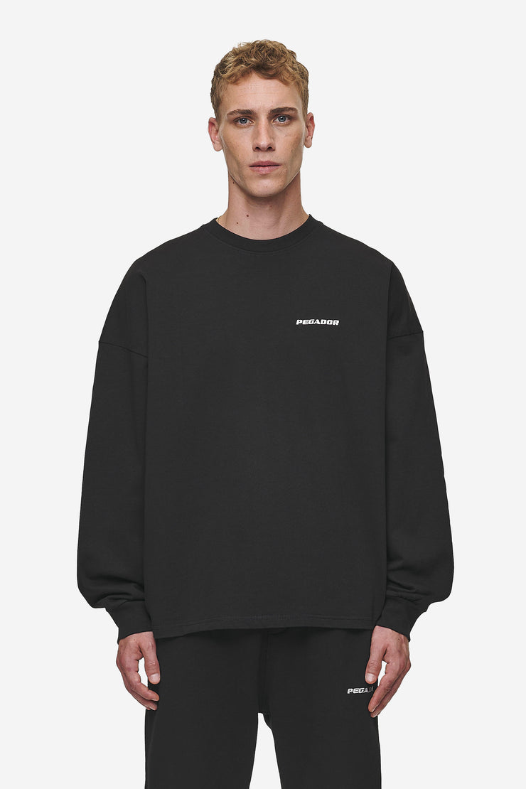 Pegador Rusk Logo Oversized Longsleeve Washed Black Rabatt