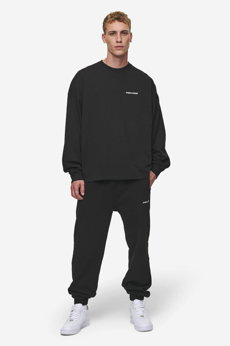 Pegador Rusk Logo Oversized Longsleeve Washed Black Rabatt
