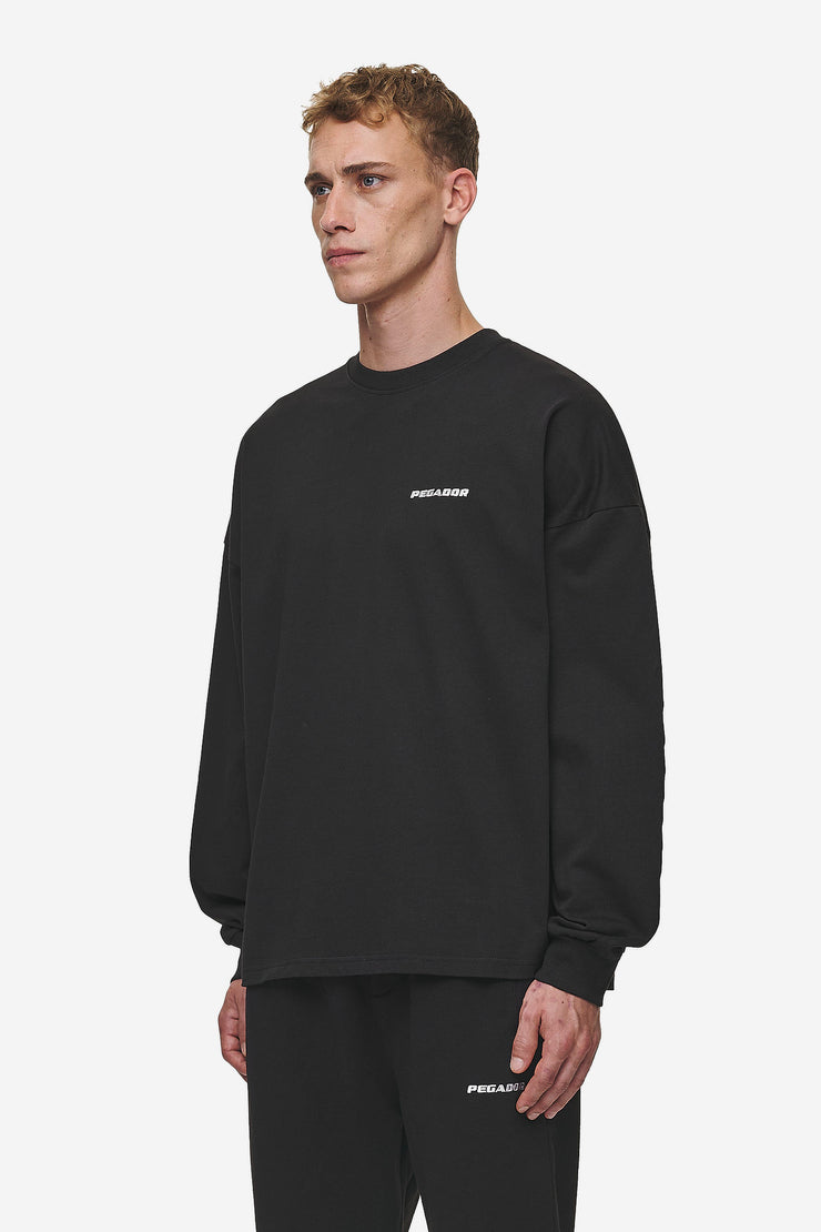 Pegador Rusk Logo Oversized Longsleeve Washed Black Rabatt