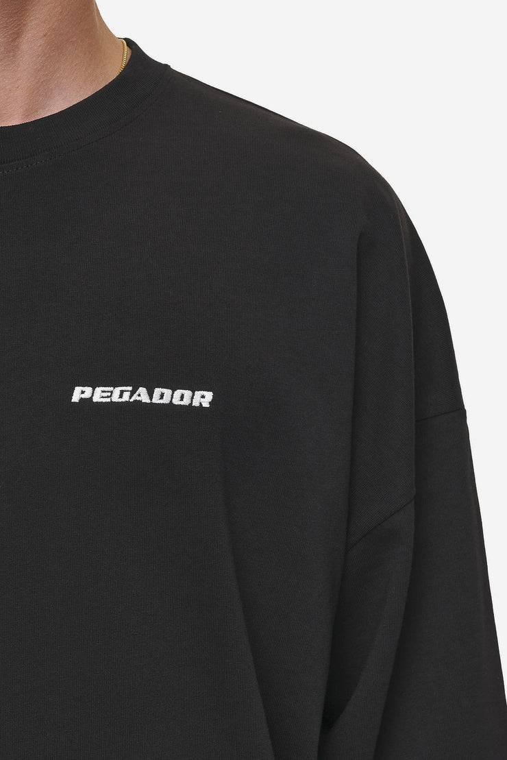 Pegador Rusk Logo Oversized Longsleeve Washed Black Rabatt