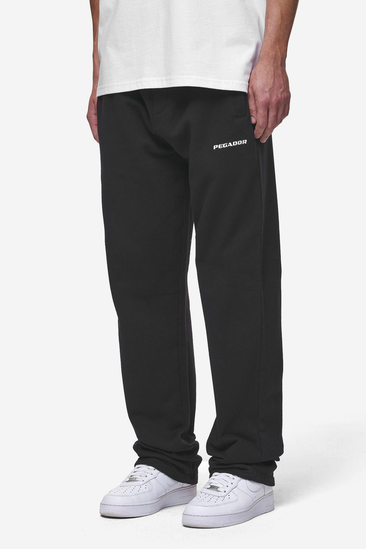 Pegador Logo Wide Sweat Pants Washed Black Flash Sale