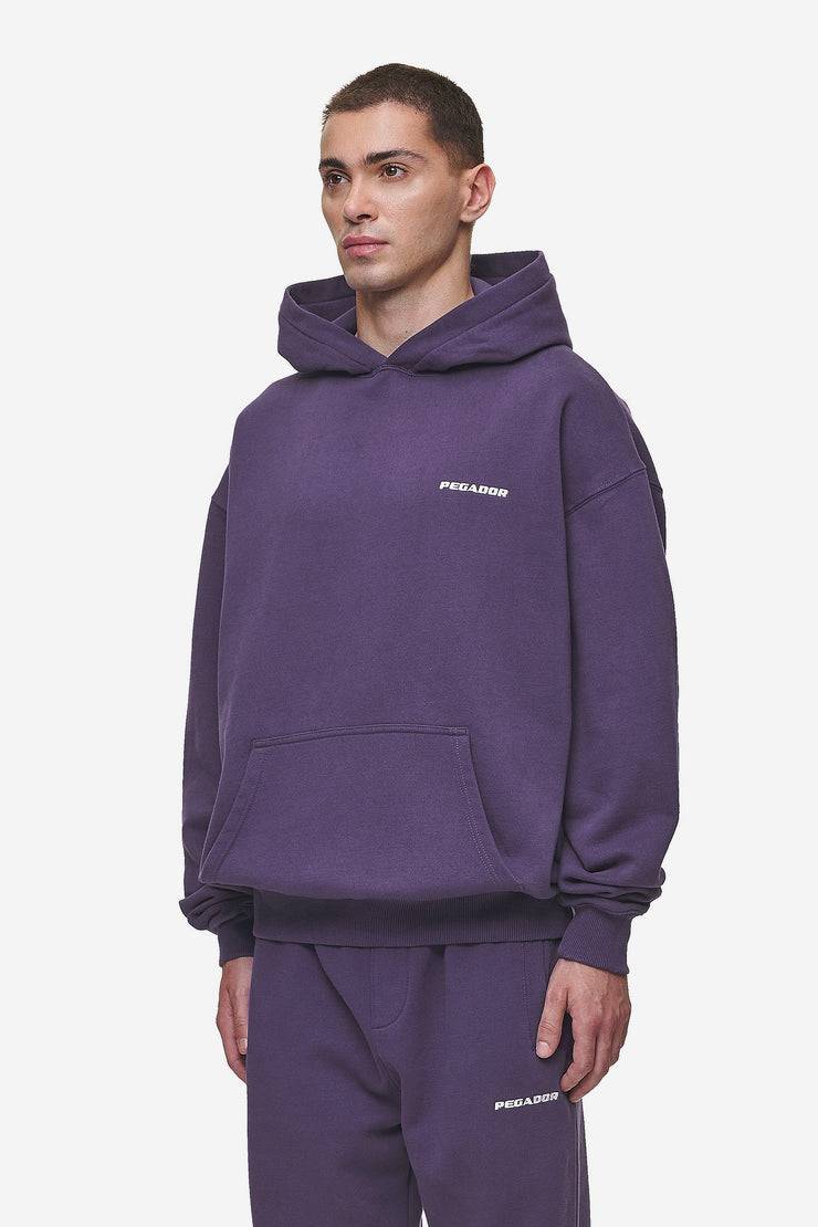 Pegador Logo Oversized Hoodie Washed Deep Purple Begrenztes Angebot