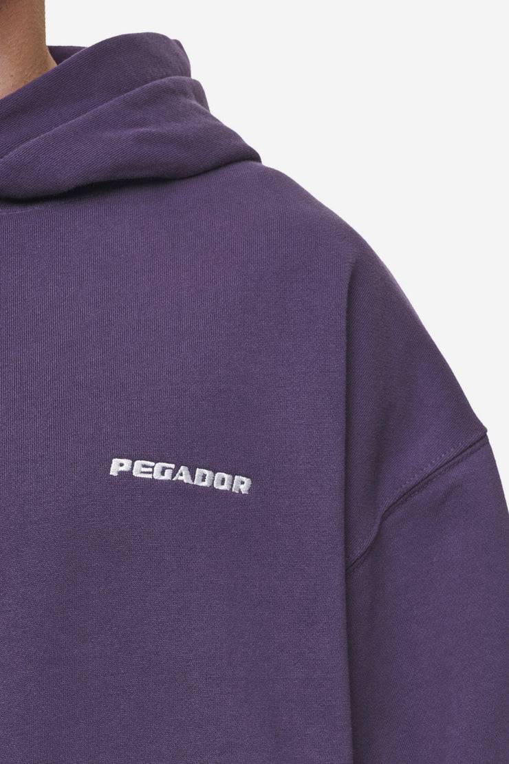 Pegador Logo Oversized Hoodie Washed Deep Purple Begrenztes Angebot