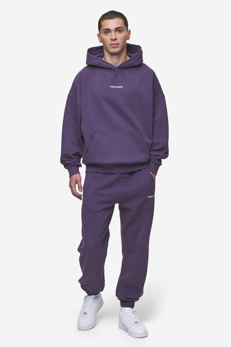 Pegador Logo Boxy Hoodie Washed Deep Purple Online Shopping
