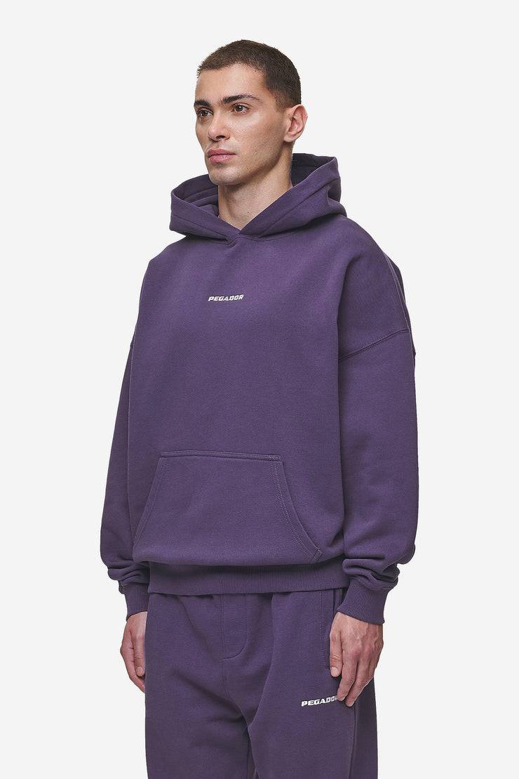 Pegador Logo Boxy Hoodie Washed Deep Purple Online Shopping