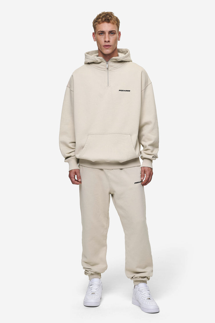 Pegador Logo Oversized Halfzip Hoodie Washed Light Beige Cyber Monday