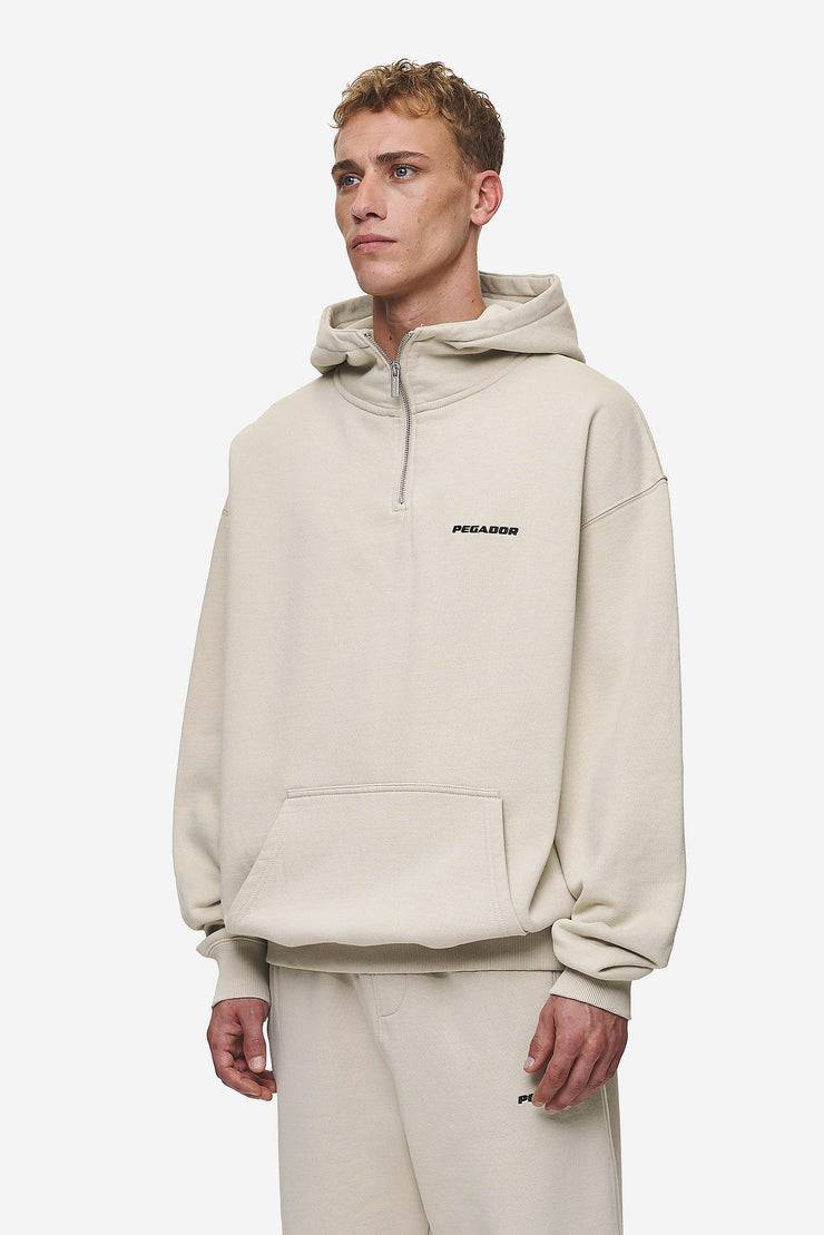 Pegador Logo Oversized Halfzip Hoodie Washed Light Beige Cyber Monday
