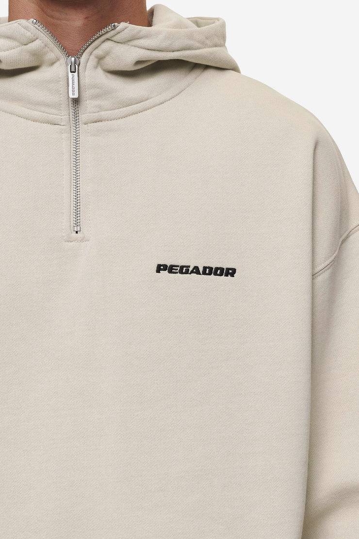 Pegador Logo Oversized Halfzip Hoodie Washed Light Beige Cyber Monday