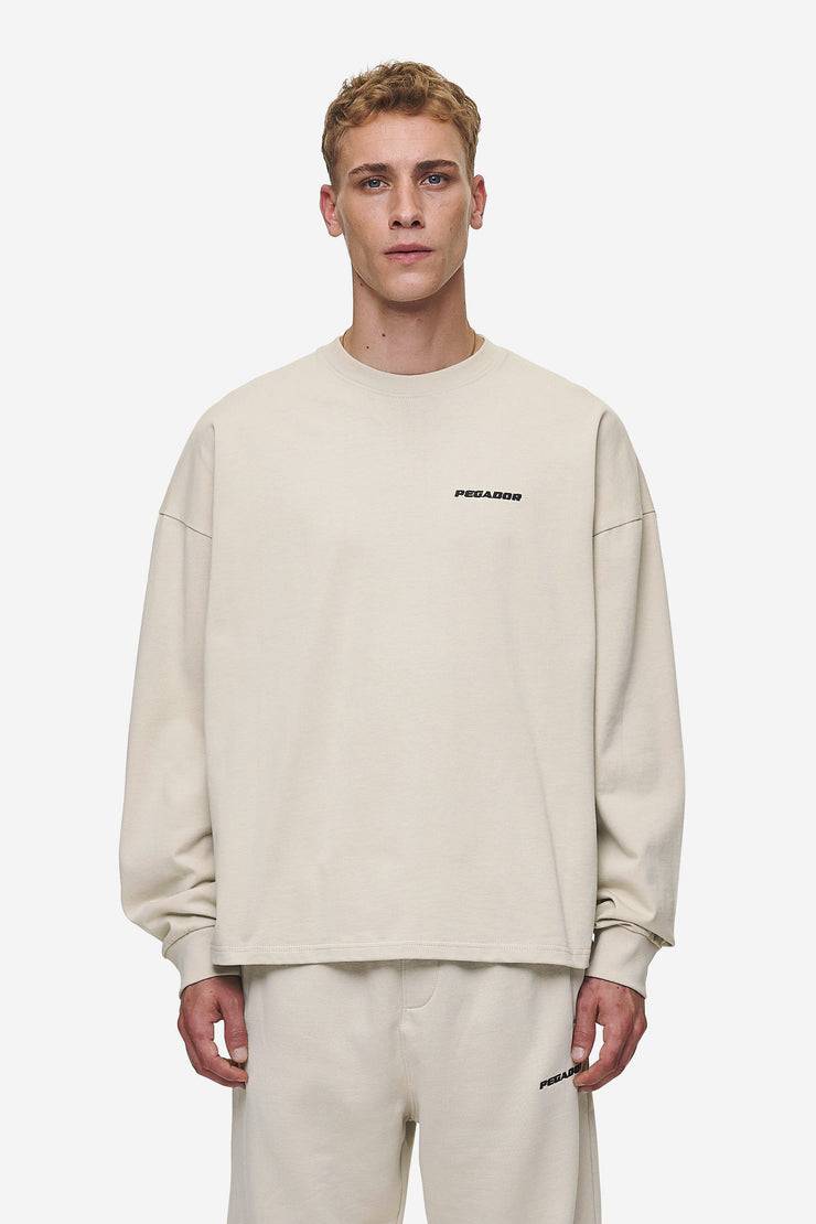 Pegador Rusk Logo Oversized Longsleeve Washed Light Beige Weihnachtsangebot