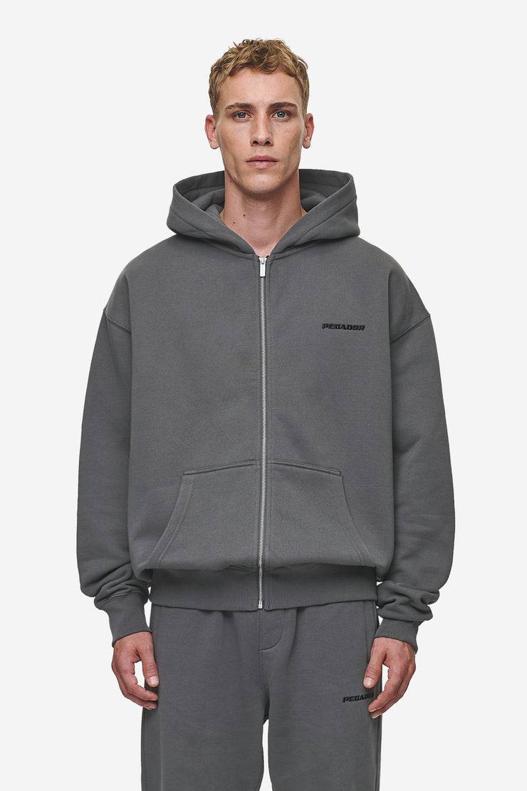 Pegador Logo Oversized Sweat Jacket Washed Anthracite Jubiläumsangebot