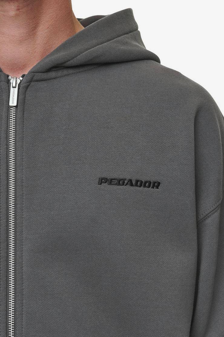 Pegador Logo Oversized Sweat Jacket Washed Anthracite Jubiläumsangebot