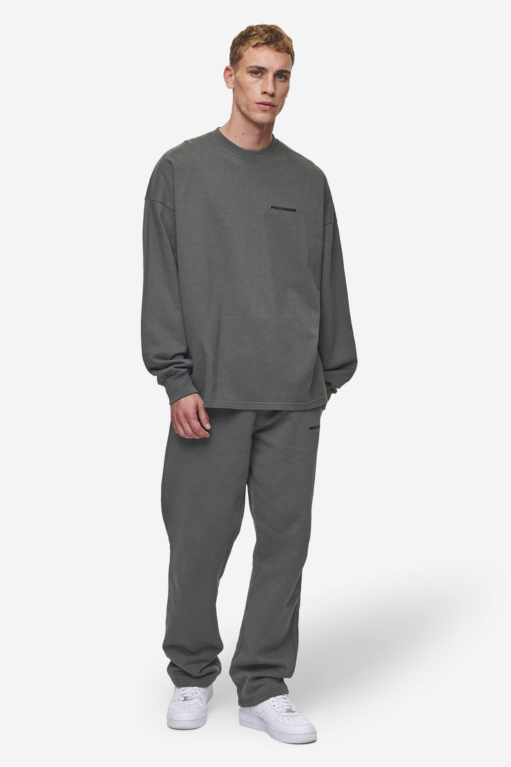 Pegador Rusk Logo Oversized Longsleeve Washed Anthracite Lagerräumung