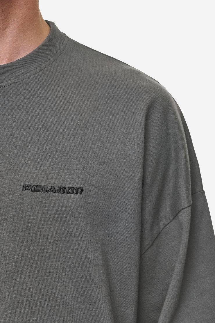 Pegador Rusk Logo Oversized Longsleeve Washed Anthracite Lagerräumung