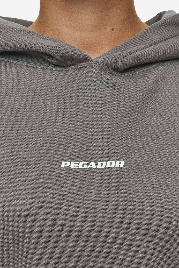 Pegador Clarita Logo Oversized Hoodie Washed Deep Grey White Gum Vierteljährliche Förderung