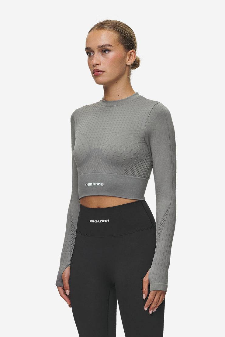 Pegador Telly Rib Longsleeve Washed Deep Grey Discount Store für neue Produkte