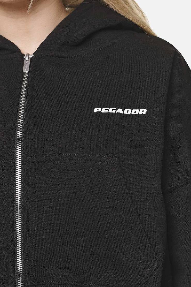 Pegador Marla Cropped Zip Hoodie Black White Gum Fabrikladen