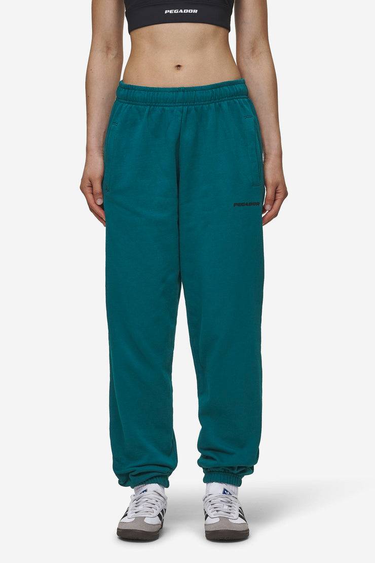 Pegador Villa High Waisted Sweat Pants Washed Urban Turquoise Black Gum im Angebot