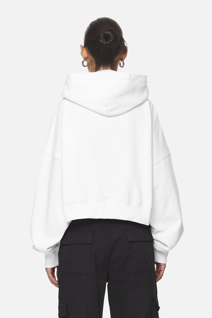 Pegador Marla Cropped Zip Hoodie White Black Gum Schlussverkauf