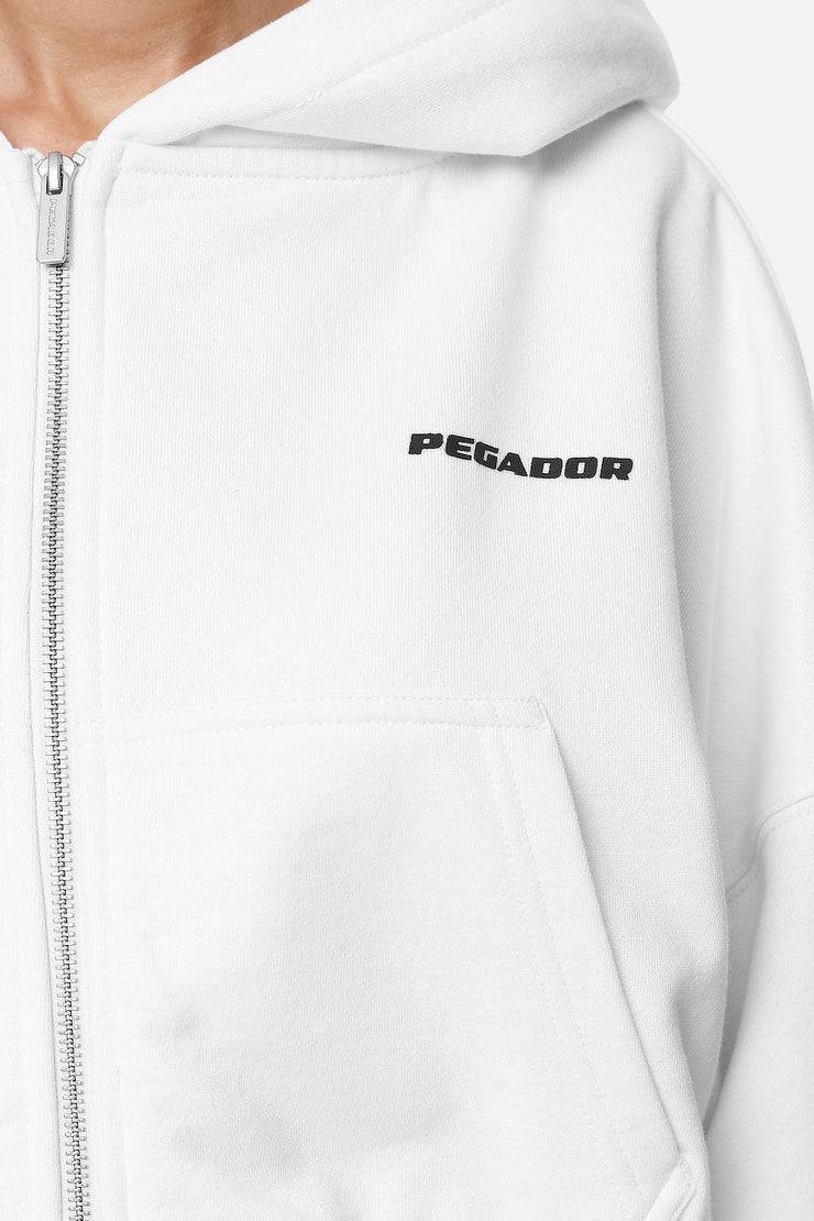Pegador Marla Cropped Zip Hoodie White Black Gum Schlussverkauf