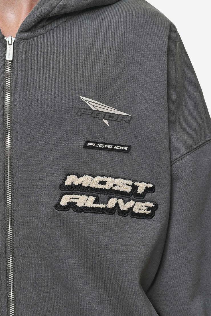 Pegador Hogan Boxy Sweat Jacket Washed Anthracite Muttertagsangebot