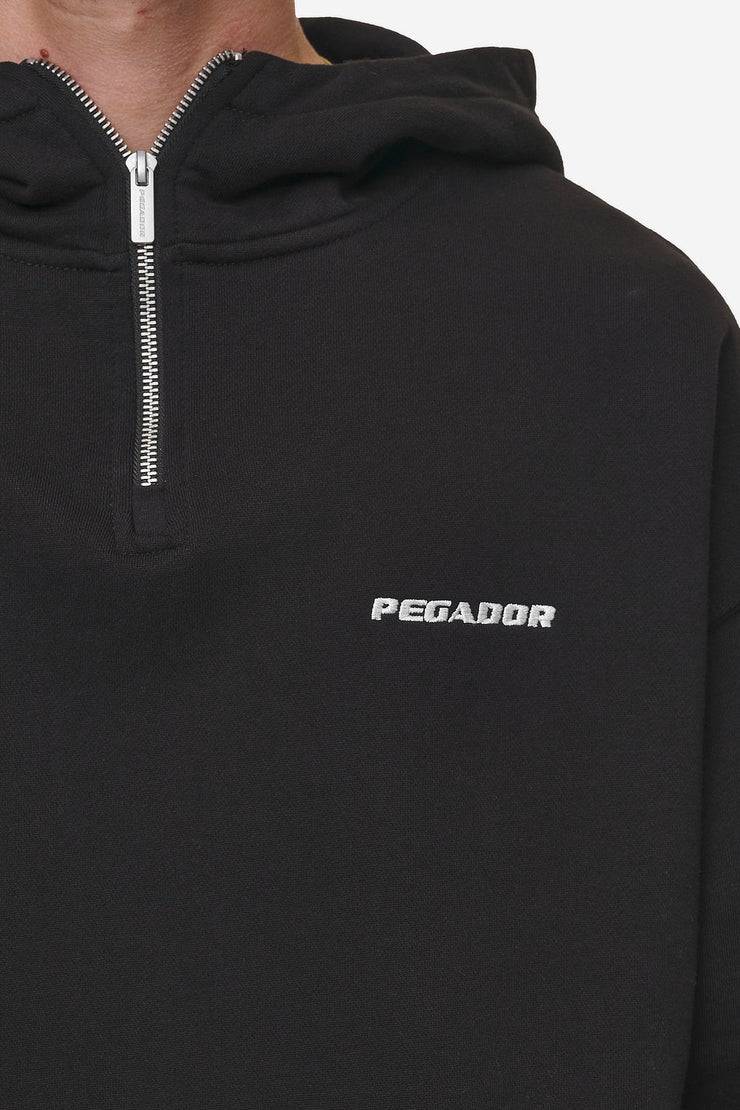 Pegador Logo Oversized Halfzip Hoodie Washed Black Bestseller