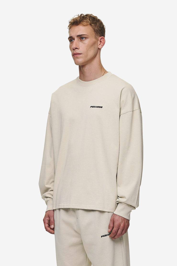 Pegador Rusk Logo Oversized Longsleeve Washed Light Beige Räumungsverkauf
