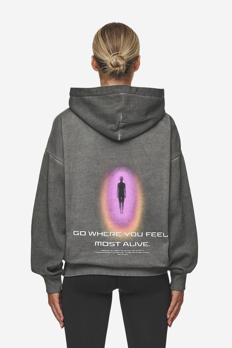 Pegador Lui Sprayed Oversized Hoodie Oil Dyed Deep Grey Nur für heute