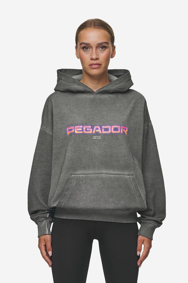 Pegador Lui Sprayed Oversized Hoodie Oil Dyed Deep Grey Nur für heute