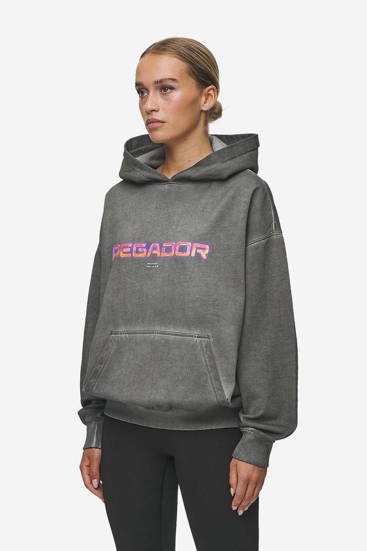 Pegador Lui Sprayed Oversized Hoodie Oil Dyed Deep Grey Nur für heute