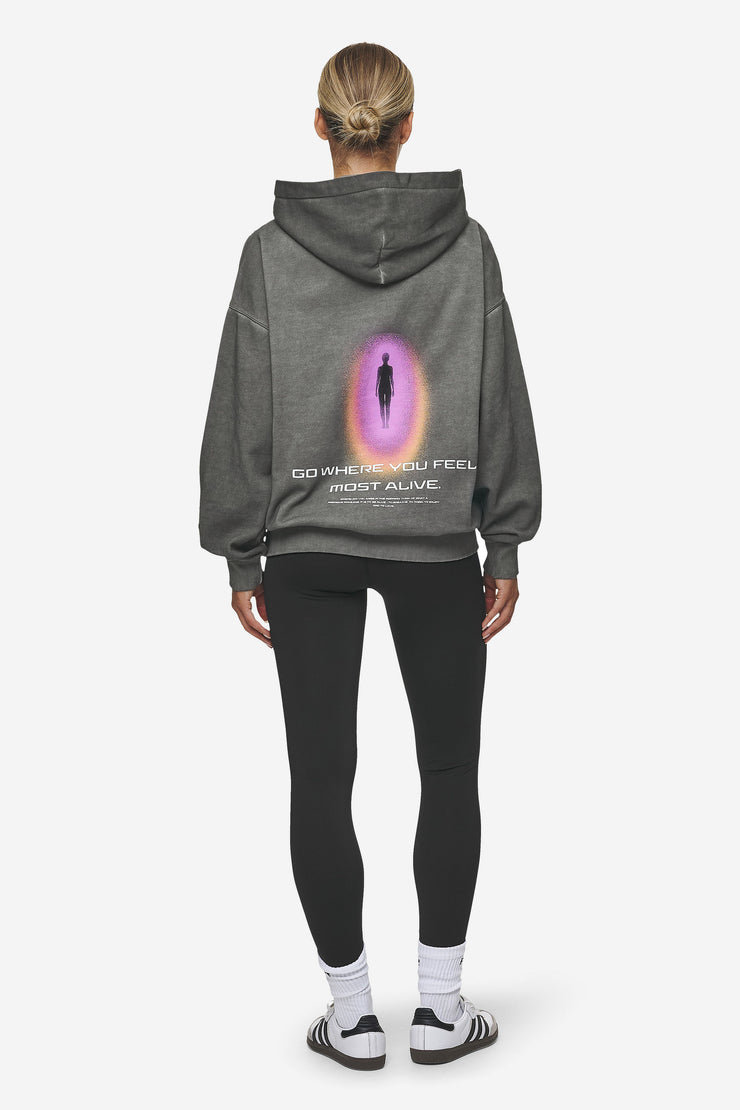 Pegador Lui Sprayed Oversized Hoodie Oil Dyed Deep Grey Nur für heute