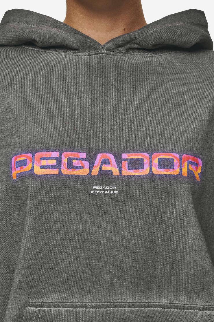 Pegador Lui Sprayed Oversized Hoodie Oil Dyed Deep Grey Nur für heute