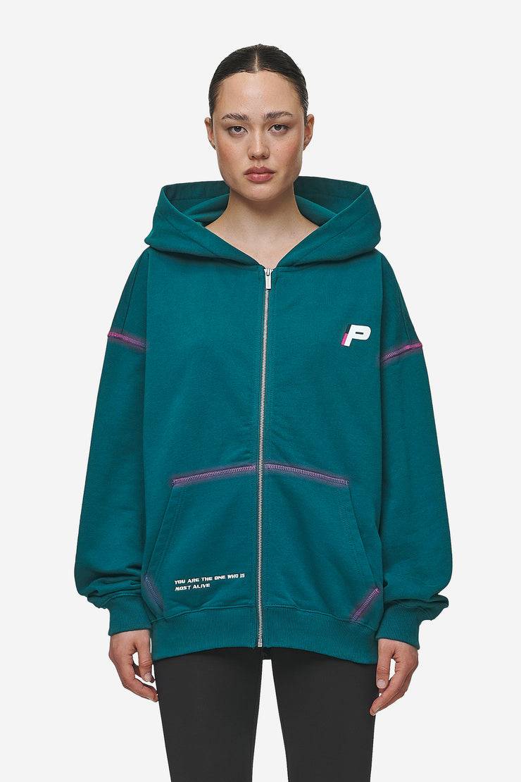 Pegador Jenna Oversized Sweat Jacket Washed Urban Turquoise Clearance-Verkauf