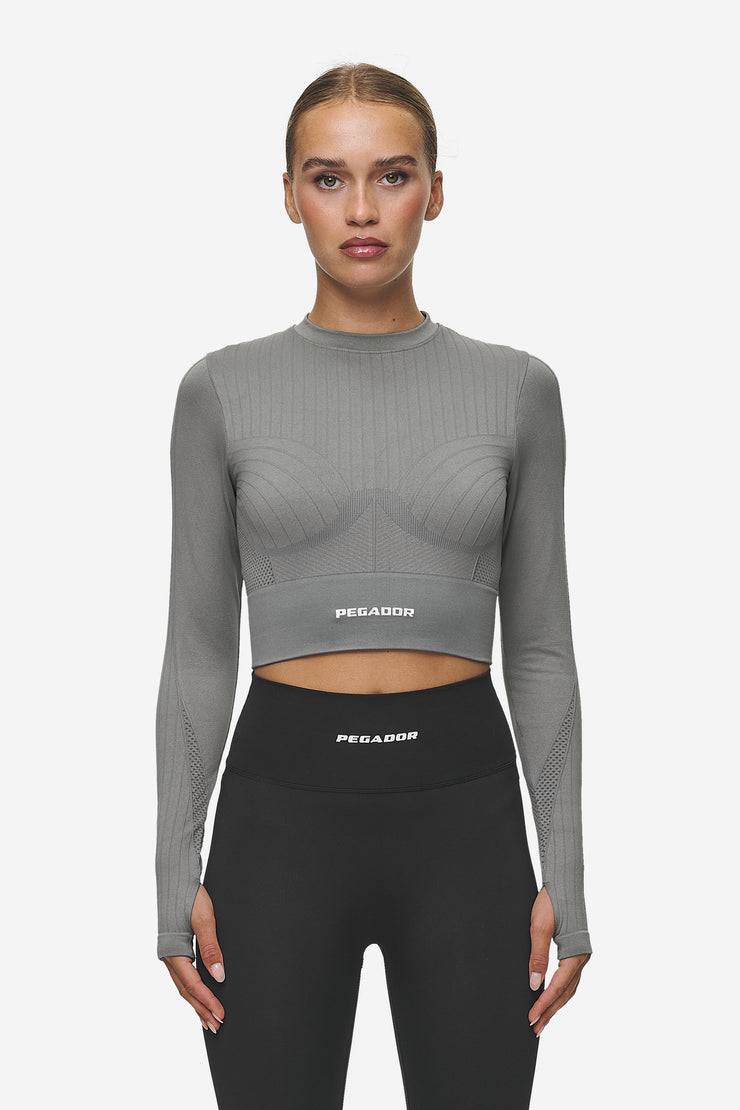 Pegador Telly Rib Longsleeve Washed Deep Grey Flash Sale