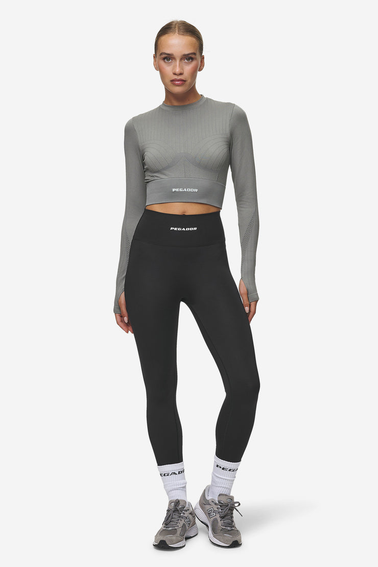 Pegador Telly Rib Longsleeve Washed Deep Grey Flash Sale