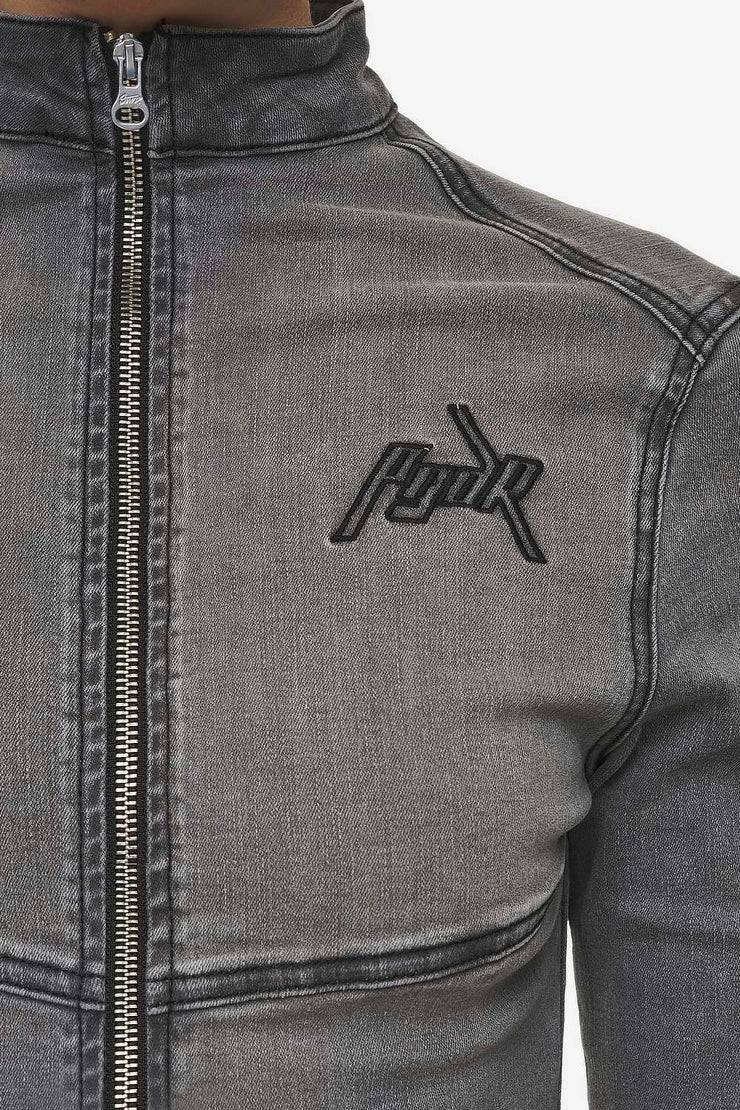 Pegador Elly Denim Biker Jacket Washed Deep Grey Begrenztes Angebot