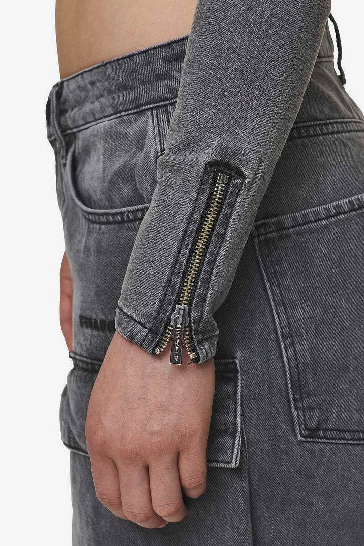 Pegador Elly Denim Biker Jacket Washed Deep Grey Begrenztes Angebot