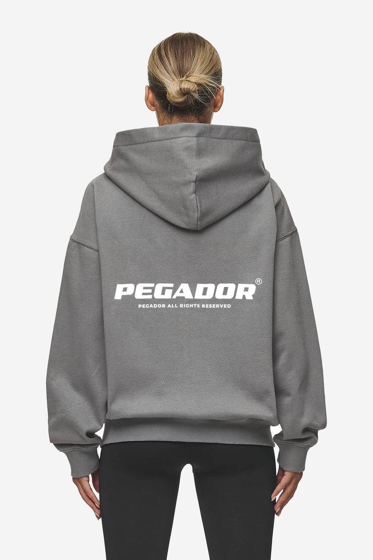 Pegador Ramira Oversized Sweat Jacket Washed Deep Grey White Valentinstagsangebot
