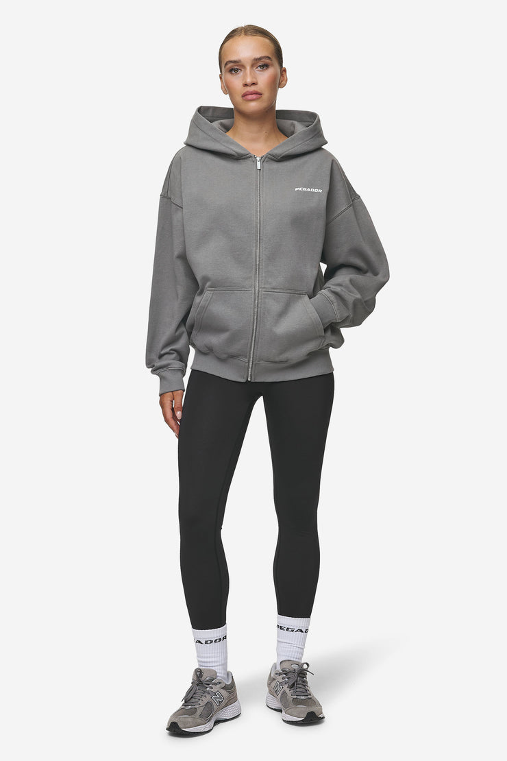 Pegador Ramira Oversized Sweat Jacket Washed Deep Grey White Valentinstagsangebot