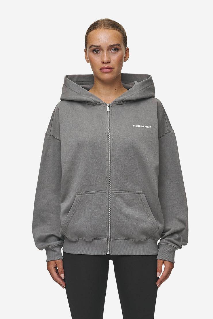 Pegador Ramira Oversized Sweat Jacket Washed Deep Grey White Valentinstagsangebot