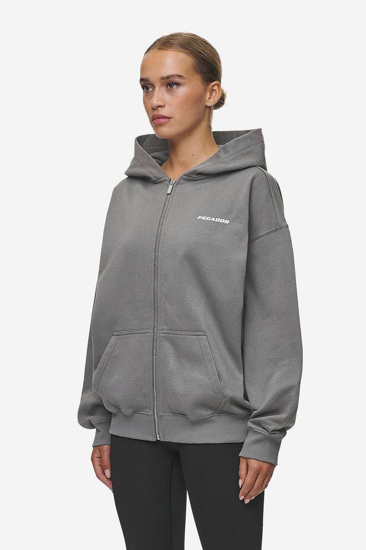Pegador Ramira Oversized Sweat Jacket Washed Deep Grey White Valentinstagsangebot