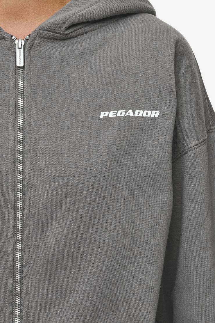 Pegador Ramira Oversized Sweat Jacket Washed Deep Grey White Valentinstagsangebot