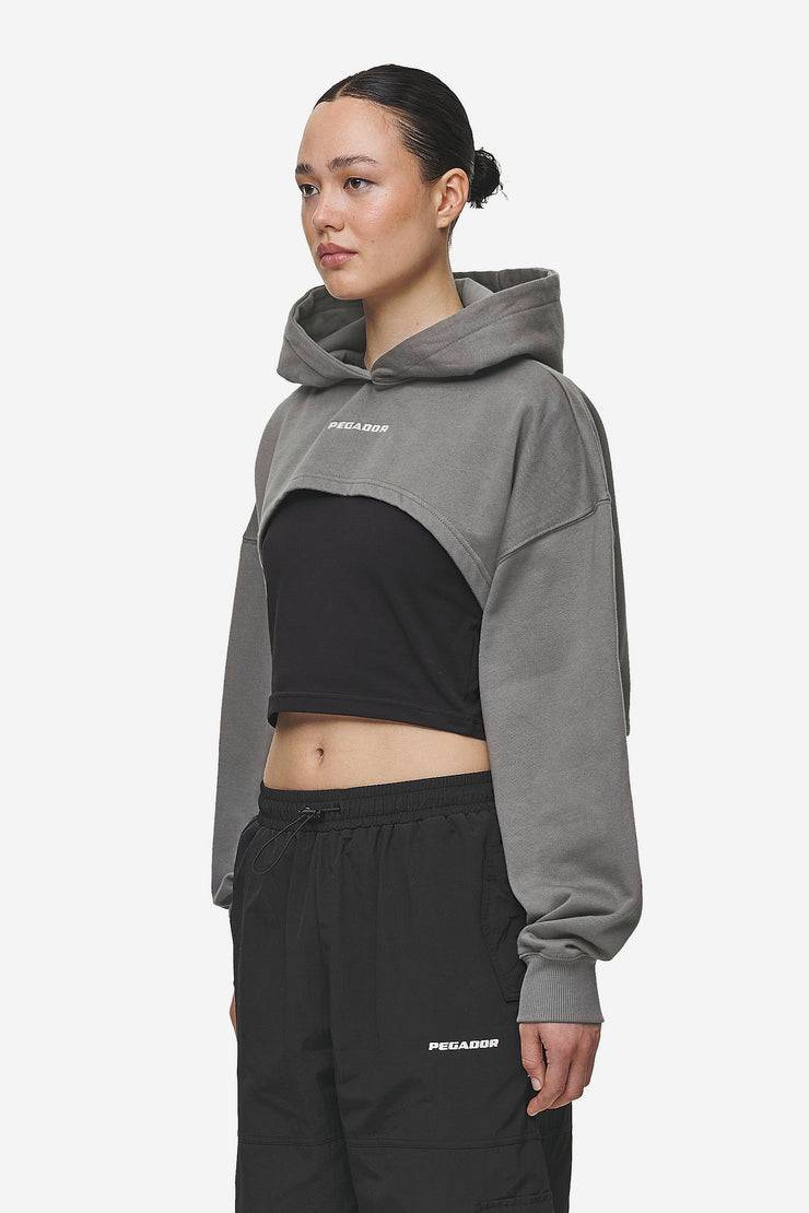 Pegador Mina Super Cropped Hoodie Washed Deep Grey Jubiläumsangebot